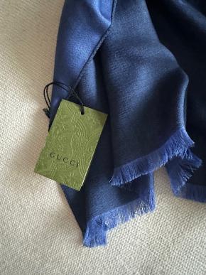 Gucci Cobalt Blue Wool/Silk Blend Scarf 4