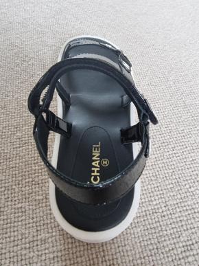 Chanel Black Patent Dad Sandals 8