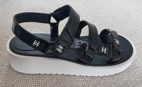 Chanel Black Patent Dad Sandals 3
