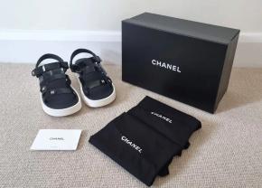 Chanel Black Patent Dad Sandals 11