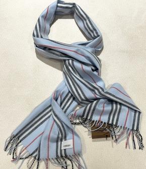 Burberry Blue Cashmere Blend Striped Scarf 2