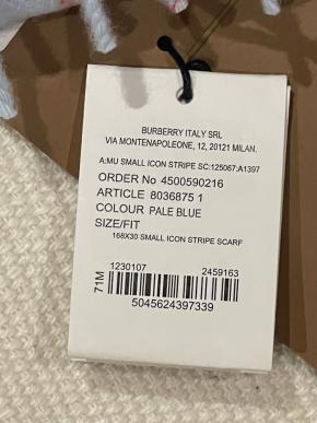 Burberry Blue Cashmere Blend Striped Scarf 7