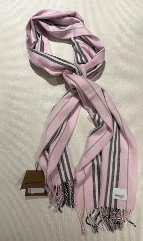Burberry Cashmere Blend Pink Striped Scarf 3