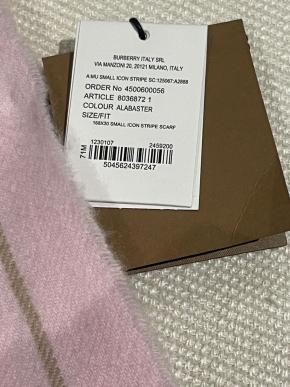 Burberry Cashmere Blend Pink Striped Scarf 6