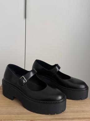 Hermes Black Leather Richelieus Hoxton  Platform Mary Janes 3