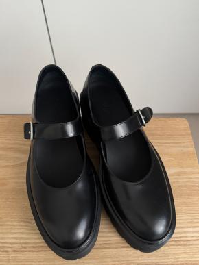 Hermes Black Leather Richelieus Hoxton  Platform Mary Janes 4