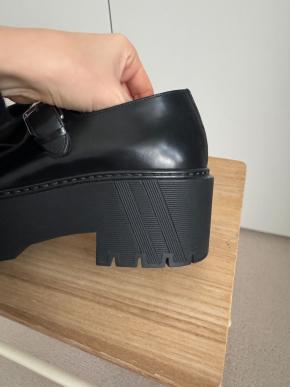 Hermes Black Leather Richelieus Hoxton  Platform Mary Janes 5