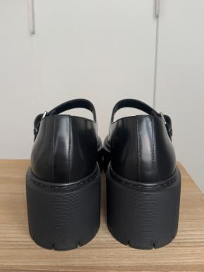 Hermes Black Leather Richelieus Hoxton  Platform Mary Janes 6