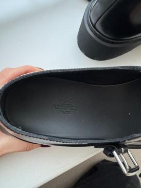 Hermes Black Leather Richelieus Hoxton  Platform Mary Janes 8