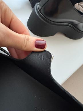 Hermes Black Leather Richelieus Hoxton  Platform Mary Janes 9