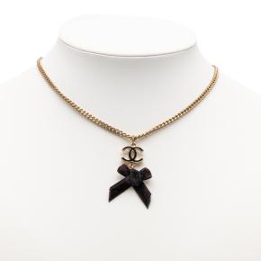 CC Gold Plated Enamel Velvet Bow Pendant Necklace 6