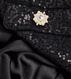 Self Portrait Black Sequin Boucle Satin Maxi Dress 2