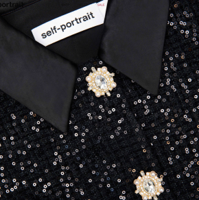 Self Portrait Black Sequin Boucle Satin Maxi Dress 4