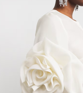 Carolina Herrera Silk Gazar Rosette Blouse 4