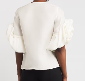 Carolina Herrera Silk Gazar Rosette Blouse 6