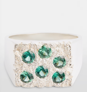 Bleue Burnham  Sterling Silver Rose Garden Signet Ring 3