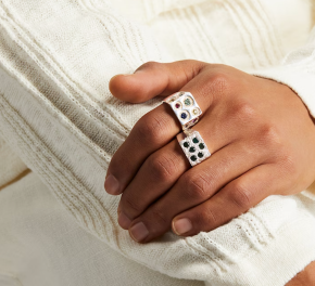 Bleue Burnham  Sterling Silver Rose Garden Signet Ring 5