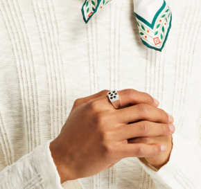 Bleue Burnham  Sterling Silver Rose Garden Signet Ring 6