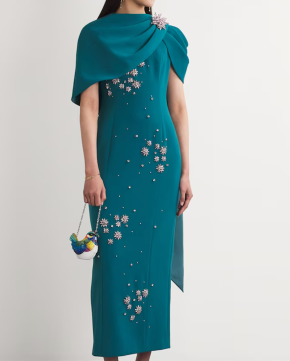 Huishan Zhang Embellished Isolde Fitted Cape Gown 3