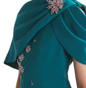 Huishan Zhang Embellished Isolde Fitted Cape Gown 5