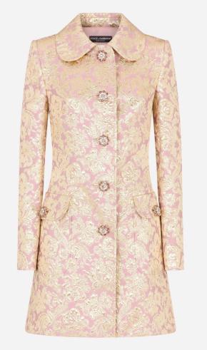 Dolce & Gabbana JGold Rose acquard Crystal Button Coat 2