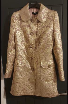 Dolce & Gabbana JGold Rose acquard Crystal Button Coat 4