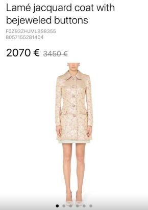 Dolce & Gabbana JGold Rose acquard Crystal Button Coat 3