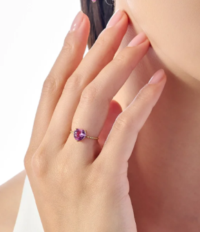 Anabela Chan Lab Grown Mini Pink Sapphire Heart Ring 6