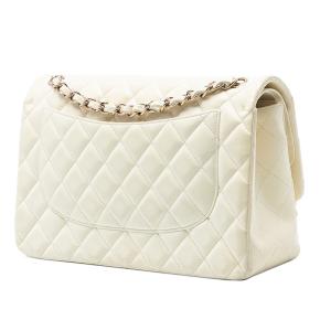 Chanel Off White Jumbo Classic Lambskin Double Flap 2