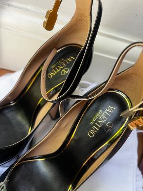 Valentino Black Patent Tan Go Heels 5