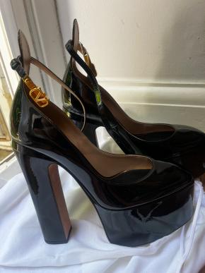 Valentino Black Patent Tan Go Heels 6