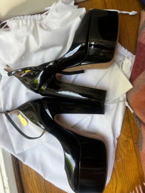 Valentino Black Patent Tan Go Heels 8