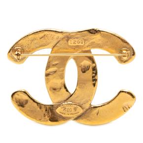 Chanel Gold Plated WovenCC  Brooch 2