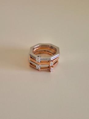 Zuzana Spustova  4 Diamond  Stack Rings US size 4.5 2