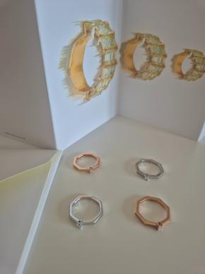 Zuzana Spustova  4 Diamond  Stack Rings US size 4.5 5