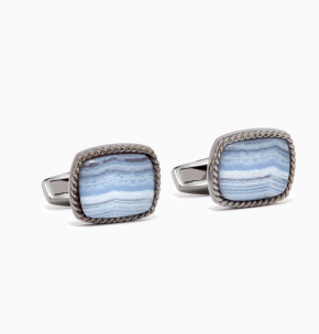 Tateossian Cable Agate Cufflinks in Sterling Silver 2