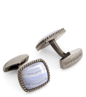 Tateossian Cable Agate Cufflinks in Sterling Silver 4