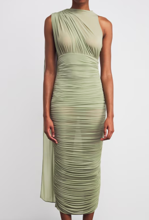 Magda Butrym Sheer Draped Midi Dress 4