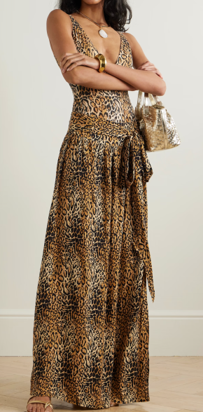 Melissa Odabash Elsa Belted Leopard-Print Jersey Maxi Wrap Skirt 3