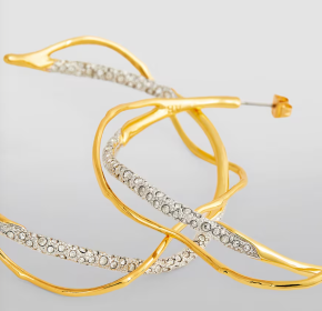 Alexis Bittar Gold-Plated Pavé Crystal Intertwined Hoop Earrings 5