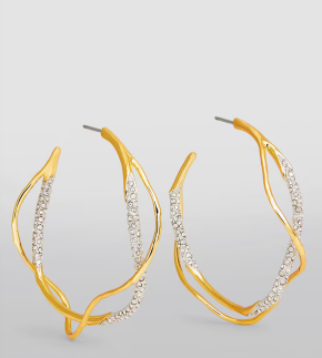 Alexis Bittar Gold-Plated Pavé Crystal Intertwined Hoop Earrings 4