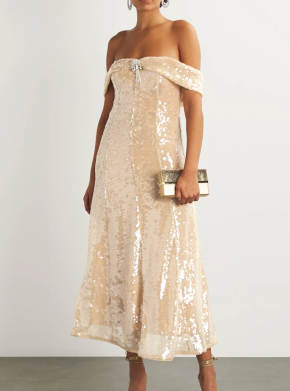 Self-Portrait Embellished Off-The-Shoulder Midi Dress 2