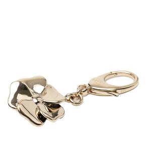 Chanel Black Enamel Camellia and Faux Pearl Key Chain 2