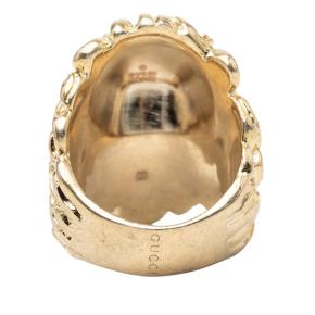 Gucci Gold Plated Crystal Lion Head Ring 3