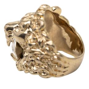 Gucci Gold Plated Crystal Lion Head Ring 6