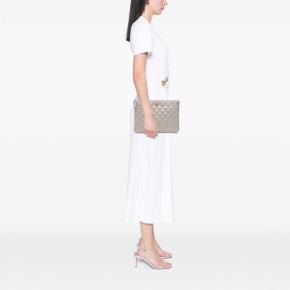 Chanel Silver Medium Quilted Metallic Caviar O Case Clutch 3