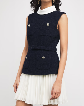 Self-Portrait Bouclé-Chiffon Mini Dress 3