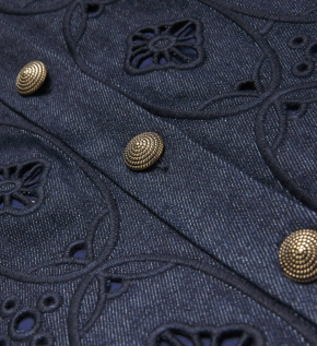 Saloni Denim Embroidered Kali Midi Skirt 6