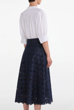 Saloni Denim Embroidered Kali Midi Skirt 3