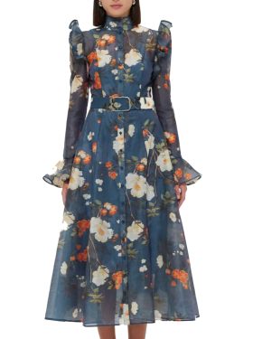 Leo Liin Multi Pear Blossom Katrina Midi Dress 3